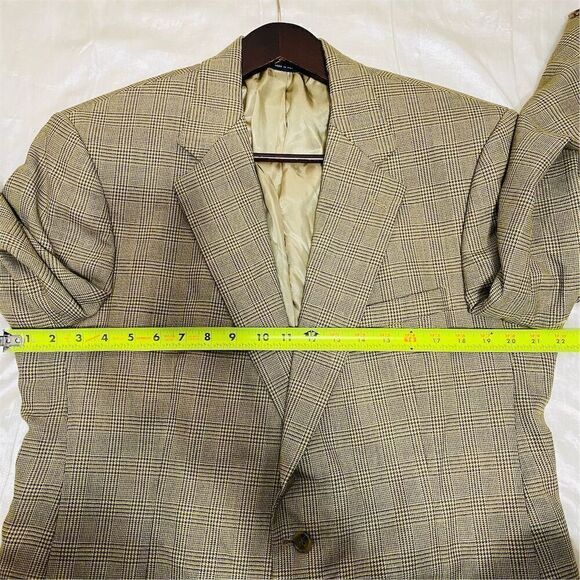 Brooks Brothers Men's Beige Plaid Wool Blazer Jacket Size 43 Long - Picture 12 of 16